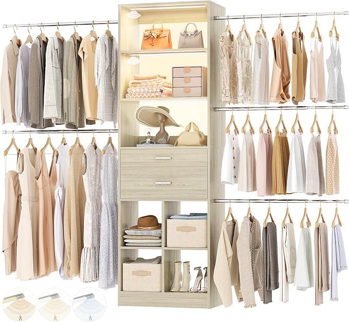 Besiost Closet System, Built in, Not Free Standing, Enclosed Storage Volume: 2.58 ft³, Greige Oak