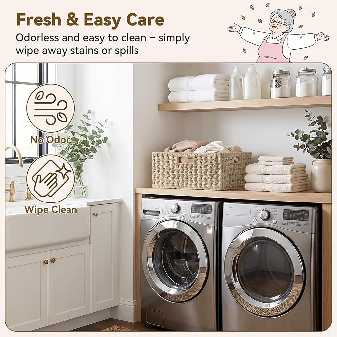 GRANNY SAYS Basket for Organizing, Wicker Storage Basket for Shelves, Woven Basket for Storage, Waterproof Shelf Basket for Living Room, Rectangular Woven Basket with Handles, 1-Pack