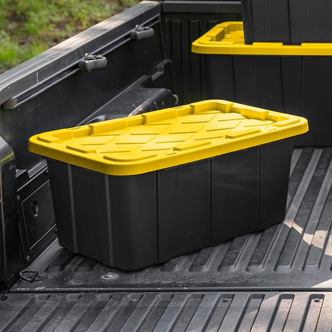 Sterilite 18-Pack Industrial Tote, Plastic Storage Container Bins with Lids, 17 Gallon - Heavy-Duty Organizing Containers for Closet, Bathroom, and Office