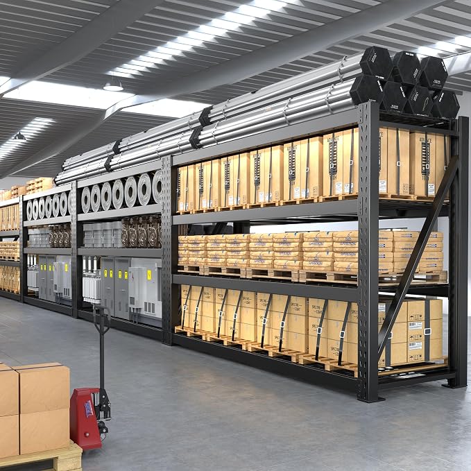 Bepatio 8000LBS Garage Shelving Heavy Duty, 77" Ultra Wide Storage Shelves 4 Tier Industrial Metal Shelving for Storage, Adjustable Shelves For Garage,Shop,Basement, Warehouse,77" W*24" D*72”H, 2 Pack