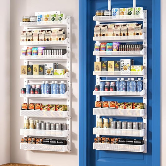 coobest 8-Tier Over the door Spice Rack Organizer, Large Heavy Duty Metal Wall Mount or Over The Door, 2 in 1 Rust-Proof Hanging Storage Shelf for Kitchen Pantry, Bathroom, Laundry Room, Closet