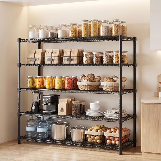 Garvee 5-Tier Wire Shelving 3200LBS Heavy Duty Storage Shelves Garage Rack |