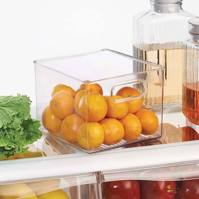 iDesign Clear Plastic Storage Bins, 4-Pack | For Kitchen Pantry and Fridge, For Cabinets and Shelves