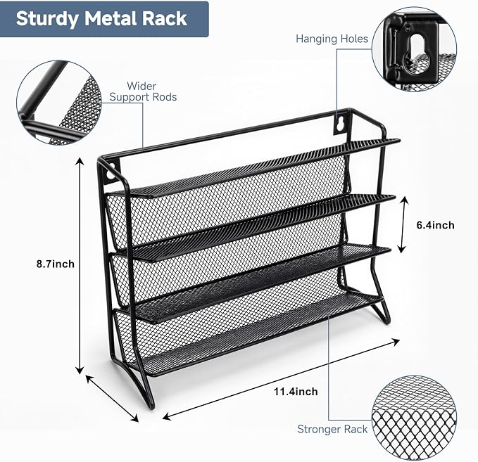 DIDITIME Spice Rack Organizer with 24 Glass Jars and 60 Labels, 4-Tier Seasoning Organizer for Cabinet, Countertop, Pantry or Wall Mount, Rust-Resistant Carbon Steel Spice Jar Set with Marker