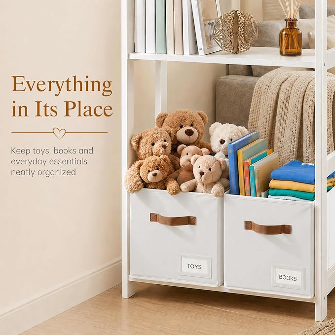 Storage Cubes 10 Pack, 11 Inch Fabric Storage Cubes Organizer Bins with Labels, Odor-Free & Sturdy PP Structure, Cubby Baskets for Closet, Shelves, Toys & Nursery (White)