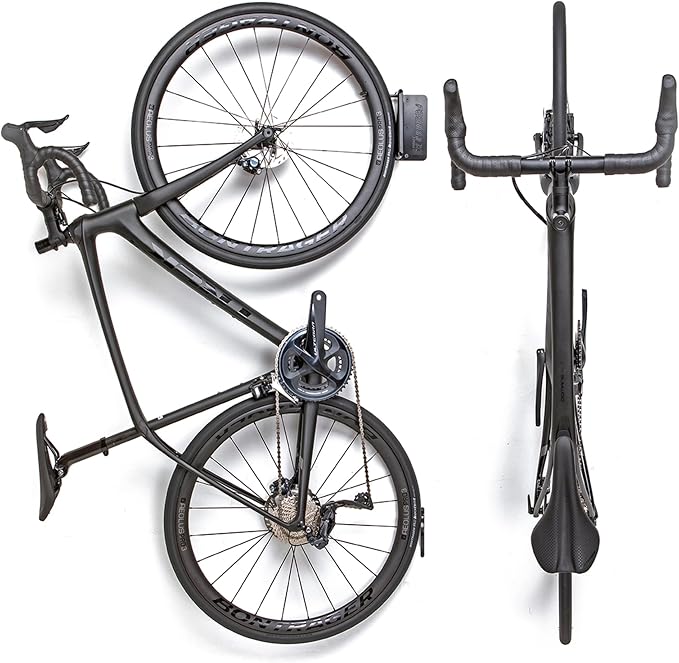 FEEDBACK SPORTS Velo Hinge 2.0 Pivoting Swivel Bike Wall Mount, 1 Pack | Swivels bikes toward the wall for space-saving storage; fold-away hook works in garages, apartments and sheds