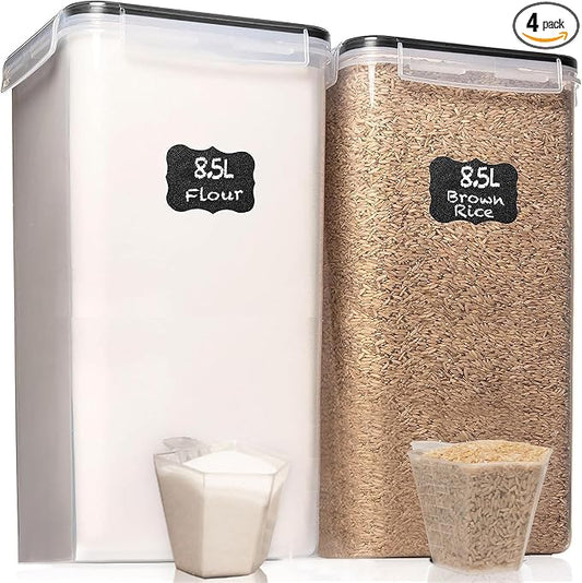 8.5L/287Oz Extra Large Airtight Food Storage Containers (2 PC) with Lids, Kitchen and Pantry Organization Containers for Baking Supplies, Cereal, Flour, Sugar, Rice (BPA Free)