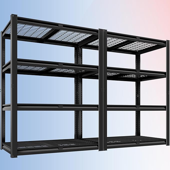 PrimeZone 40" W Heavy Duty Garage Shelving 2200 LBS 4 Tier Storage Shelves | Adjustable Industrial Metal Wire Shelf Utility Rack for Garage,Basement,Pantry,Warehouse,40" W X 20" D X 60" H 2Pack