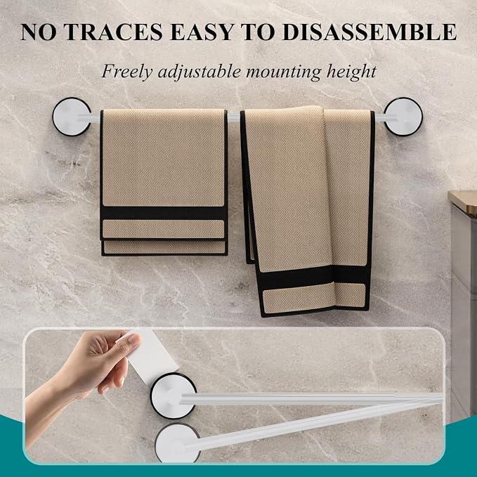 Towel Bar for Bathroom Wall,Adjustable 17~29 Inch Towel Racks for Bathroom Wall Mounted, Towel Holder for Glass Shower Door,Apparment Essentials,Home Decor-White(2pcs)