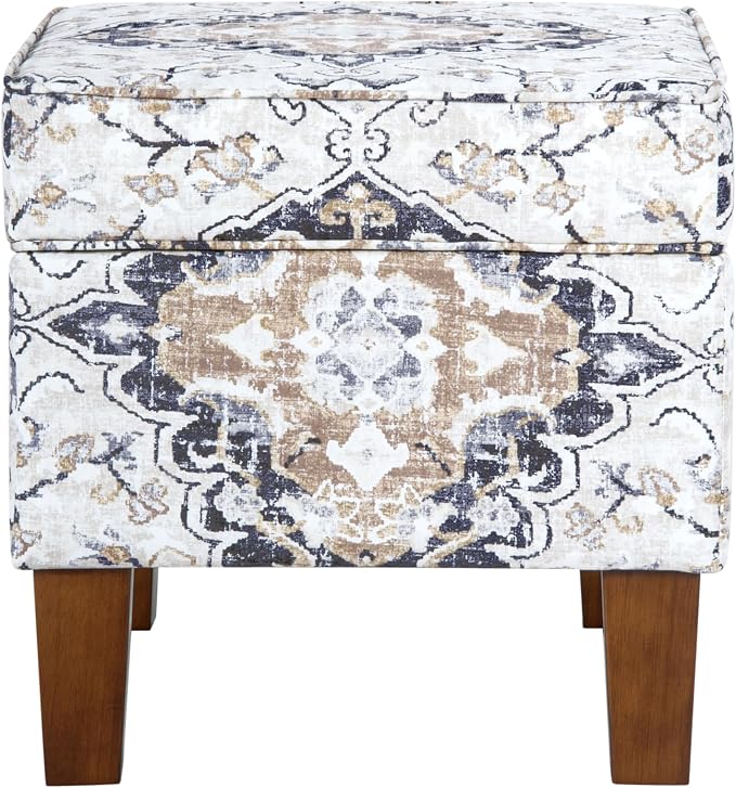 Spatial Order 22" Dinah Collection Storage Ottoman - Antiqued Ebony Cream