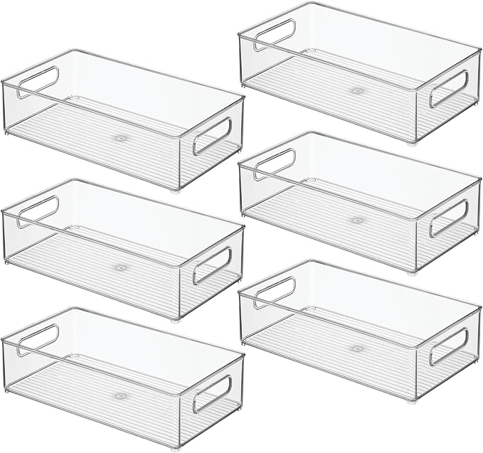 iDesign Stackable Fridge Bin, Set of 6, Clear | Kitchen Storage Bin, For Pantry, Cabinets, or Fridge