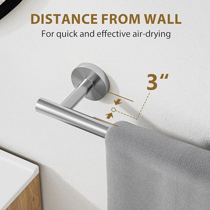 Luxbaro 18 Inch Brushed Nickel Towel Bar, Thicken, Total Length 20-Inch | Towel Rack for Bathroom Wall, SUS304 Stainless Steel Towel Rod, Modern Home Decor