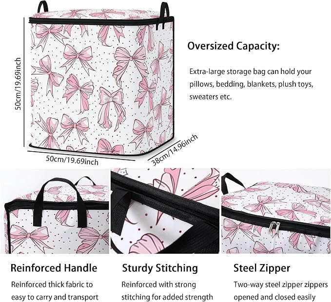 2pcs blanket storage bag for under bed,closet organizers 95L | clothing sweater sheet bedding comforter duvet quilt pillow toy storage bags with lids,dorm room essentials for containers