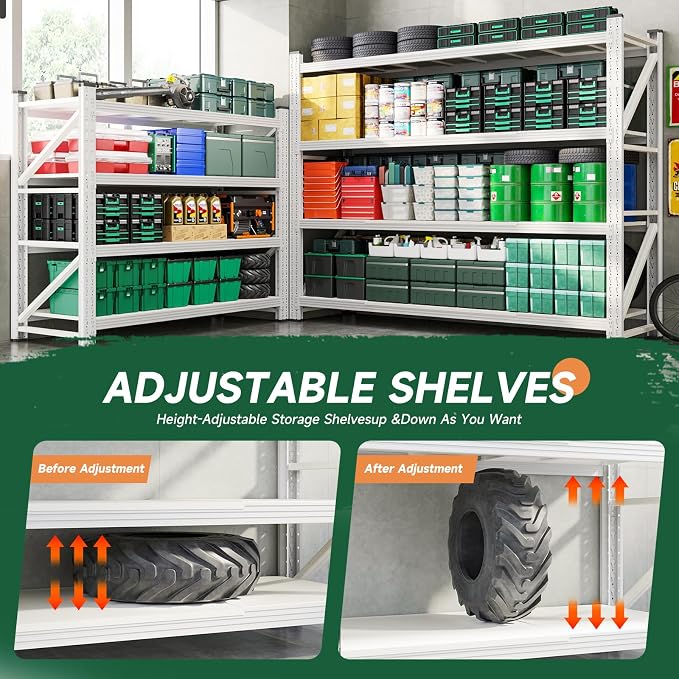 Letaya 6000LBS Storage Shelves Heavy Duty,79" W Garage Shelving Units, 4 Tier Adjustable Utility Rack Shelf,Large Metal Industrial Shelves,for Shop,Warehouse,Basement (79" W x 24" D x 79" H)