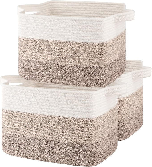 OIASKET Storage Basket for Organizing, Woven Baskets for Storage, Rectangle Decorative Baskets for Shleves, Closet, Toys, Book, Nursery Organizer Bins - Pack of 3 (Gradient Yellow, 15.75"x11.8"x9.85")