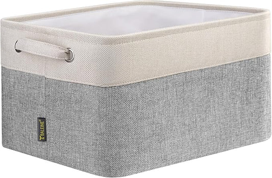 BALEINE 1 Pack Fabric Closet Storage Bins for Shelves, Linen Closet Organizers and Storage, Decorative Baskets for Organizing, Shelf, Clothes, Home, Office (Grey, 12"x8"x8")