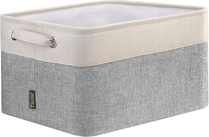 BALEINE 1 Pack Fabric Closet Storage Bins for Shelves, Linen Closet Organizers and Storage, Decorative Baskets for Organizing, Shelf, Clothes, Home, Office (Grey, 15''x11''x9.5'')