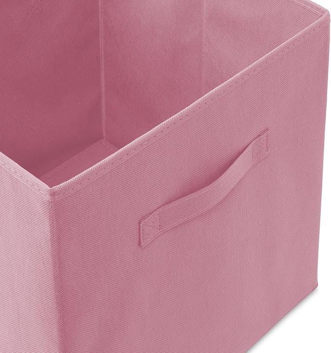 Casafield Set of 6 Collapsible Fabric Cube Storage Bins, Light Pink - 13" Foldable Cloth Baskets for Shelves, Cubby Organizers & More