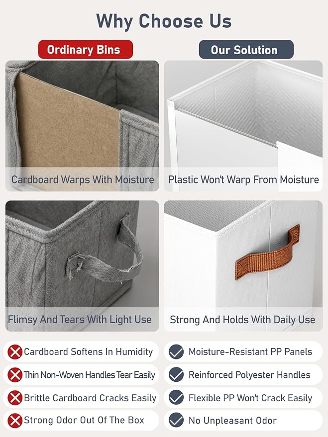 4 Pack Large Closet Storage Baskets Bins for Shelves, Collapsible Fabric Closet Organizers and Storage with Polyester Handles, Decorative Baskets for Organizing Clothes, Towels, Linen Closet 14"x10"