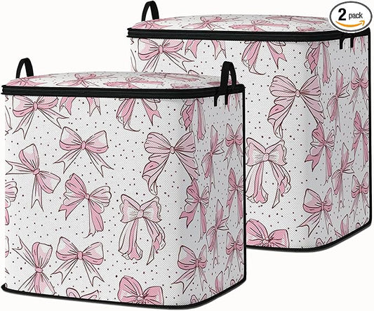 2pcs blanket storage bag for under bed,closet organizers 95L | clothing sweater sheet bedding comforter duvet quilt pillow toy storage bags with lids,dorm room essentials for containers