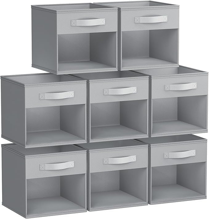 DIMJ Storage Cubes, Cube Storage Bin, 8 Pack Foldable Storage Cubes with Window, Closet Storage Bins with Handle, 12.2x 12.2 inch Storage Box for Clothes, Toys, Books