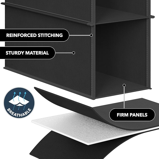 Simple Houseware 10 Shelves Closet Hanging Shoe Organizer, Black | Dual Metal Hooks, Holds Up to 20 lbs, for Narrow Space