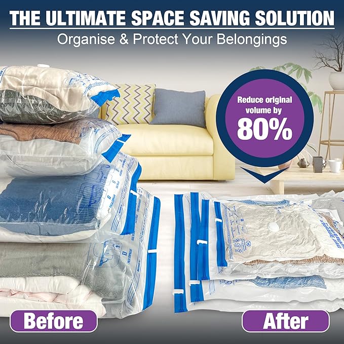 XXL Jumbo Vacuum Seal Storage Bags Extra Large for Clothing Bedding | 47''X35'', Airtight Triple Seal, Save 80% Space, Hand Pump, Work with Vacuum, Double Zip, Reusable, Easy to Use, 4 pack