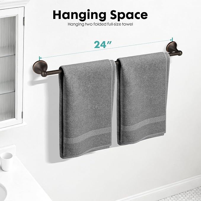 Antique Bathroom Towel Bar Oil Rubbed Bronze, 24 Inch Towel Racks for Bathroom Wall Mounted,Bathroom Towel Holder Bronze,Home Decor Towel Rod