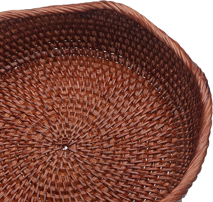 YANGQIHOME Rattan Bread Basket, Round Fruit Baskets, Wicker Storage Bowls, Natural Woven Serving Basket Bowls, Decorative Baskets for Kitchen Counter Organizing (Brown S/M/L)