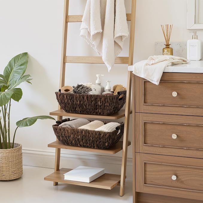 Storageworks Wicker Baskets for Shelves, Large Organizer Basket for Shelves, Wicker Baskets for Storage, Decorative Storage Basket, Vintage Home Decor, Water Hyacinth
