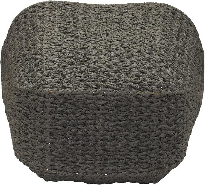 Household Essentials Handwoven Paper Rope Storage Basket with Metal Frame and Handles, Gray