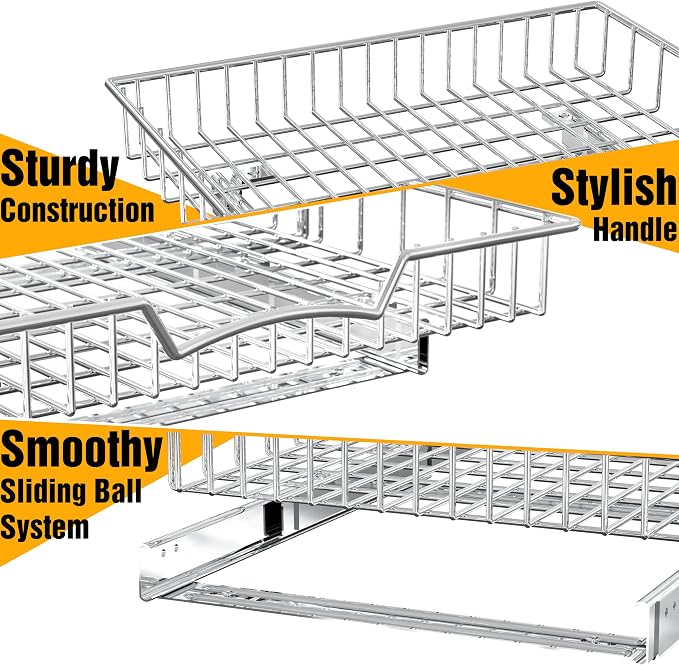 Simple Houseware Under Cabinet Pull Out Sliding Shelf Drawer, 21Dx17W | for Kitchen Organizer