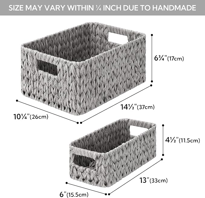 Granny Says Wicker Baskets For Organizing, Storage Baskets For Shelves | Small Woven Storage Baskets for Shelf, Rattan Basket For Organizing, Wicker Basket Set, 3-Pack Small Waterproof Baskets
