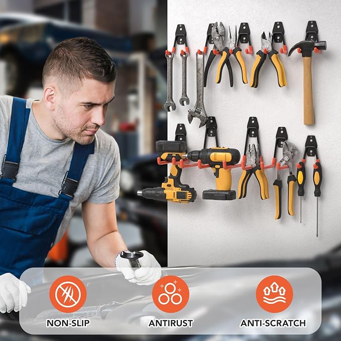 Garage Hooks, Anti-Slip Heavy Duty Wall Mount Hooks, 42-Pack | Hanging Storage for Bikes, Ladders, Hoses, Ropes, Garden Tools - For Warehouse, Workshop, Shed, Shop, Yard