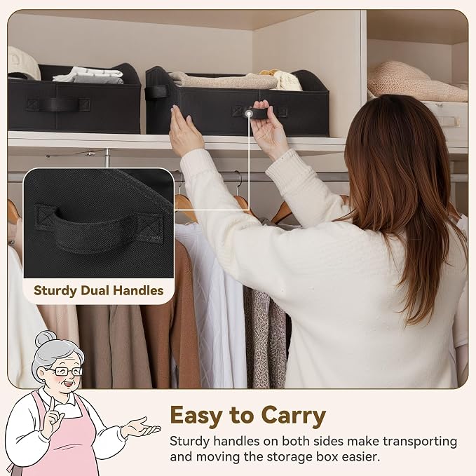 GRANNY SAYS Trapezoid Closet Storage Bins, Medium, Black, 3-Pack | Closet Organizer Bins for Shelf, Closet Organizers and Storage for Purses, Clothes, Toys, Towels, 16½"Lx11"Wx7¾"H