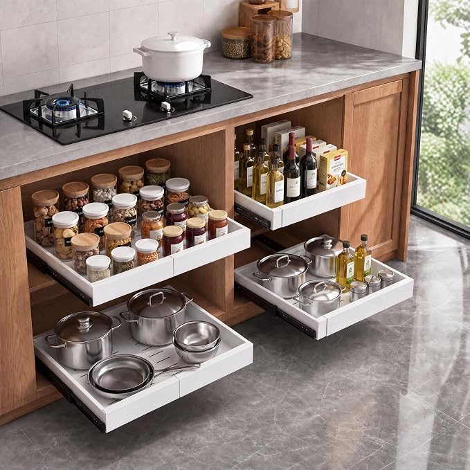 Garvee 2 Pack Pull Out Cabinet Organizers, Expandable 16.93"-27.95" Width