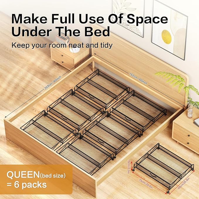 Under Bed Shoe Storage Organizer,1 Pack Shoe Storage with Wheels for Shoe Organizer for Closet Drawer Space Saving for Bedroom