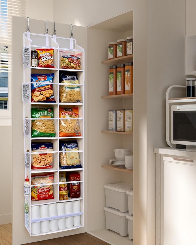 ULG Over the Door Organizer, 6-Tier Hanging Storage with Clear Windows, 19 Pockets for Closet,Bathroom & Nursery Door Organizer