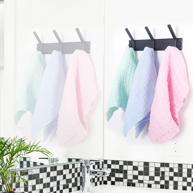 WEBI Coat Rack Wall Mounted,8 Coat Hooks for Hanging Coats,24" Heavy Duty Metal Double Hook Rack Rail Coat Hanger Wall Mount for Clothes Entryway Jacket,Black