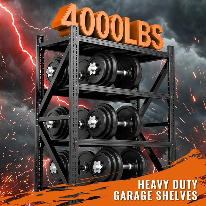 4000LBS 4 Tier Garage Storage Shelves, Heavy Duty Adjustable Storage Rack for Warehouse, Basement, Shop and Office, Commercial-Grade Steel Organizer, 59" W x 24" D x 69" H