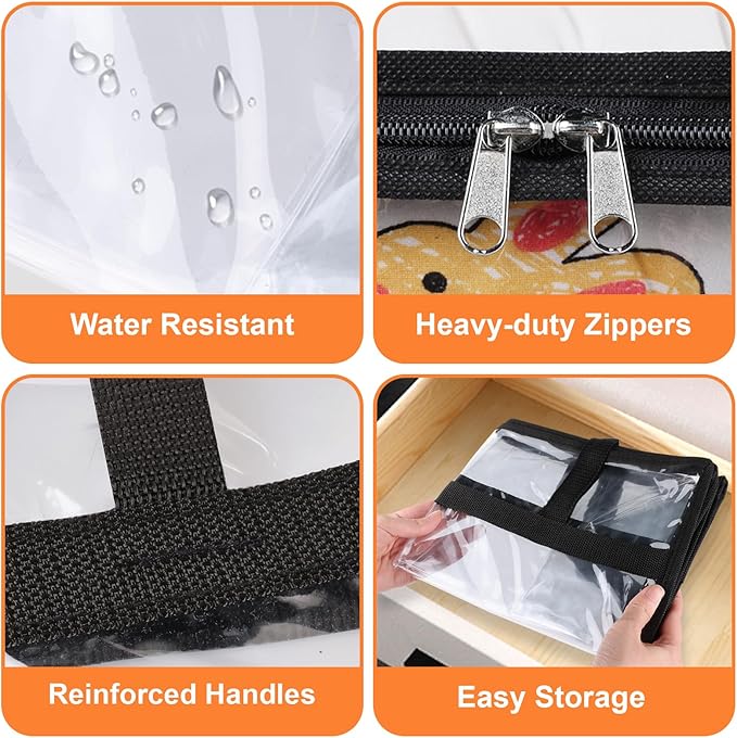 SpaceTrove Clear Storage Bags, 6-Pack Under Bed and Closet Organizers 60L | Clear PVC bags with zippers and handles, foldable waterproof moving bags store comforters, blankets, bedding, clothes and toy