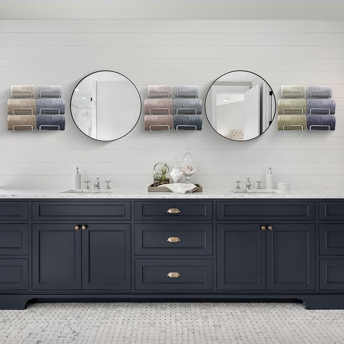 Sorbus Bathroom Wall Mounted Towel Rack - 12 Level Shelves for Rolled Towels, Washcloths, Linen - Spa, Salon & Towel Storage
