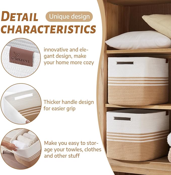 2 Pack Storage Baskets for Organizing, 16'*12"*12" Jute | Laundry Basket for Closet,Woven Rope Blanket Basket, Toy Basket for Living Room, Laundry Room, Bedroom
