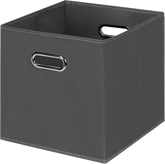 Black Foldable Storage Cubes Bins , Fabric Storage Box Cubes Organizer Baskets with Dual Handles for Home Organizer(Grey)