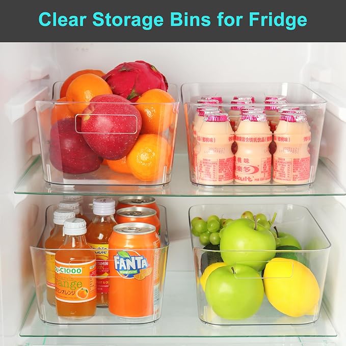 Heyuzb Pantry Organizers and Storage, 12 Pack Clear Plastic Storage Bins for Freezer, Multi-Use Organizer Bins for Kitchen, Office, Fridge, Cabinet and Shelf Organizing