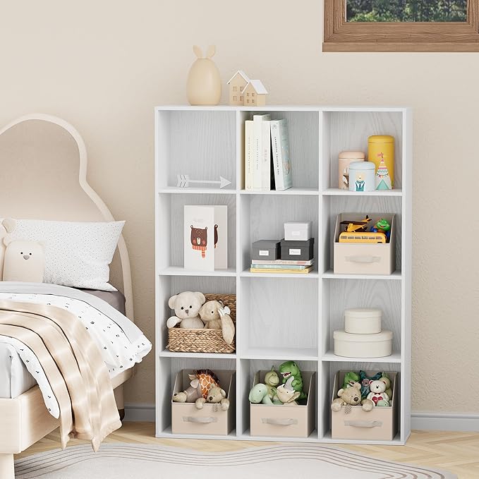 6 Cube Storage Organizer, Wooden Cube Shelves with Closed Back Panel, Reversible Bookcase, Cubes Closet Organizer for Home, Living Room, Kids Room, Office, Bedroom, Study, Hallway