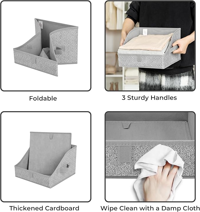 GRANNY SAYS Trapezoid Closet Storage Bins, Small, Gray, 3-Pack | Fabric Storage Bins for Closet Shelves, Cube Shelf, Closet Organizers and Storage for Clothes, Purse, Toys, Towels