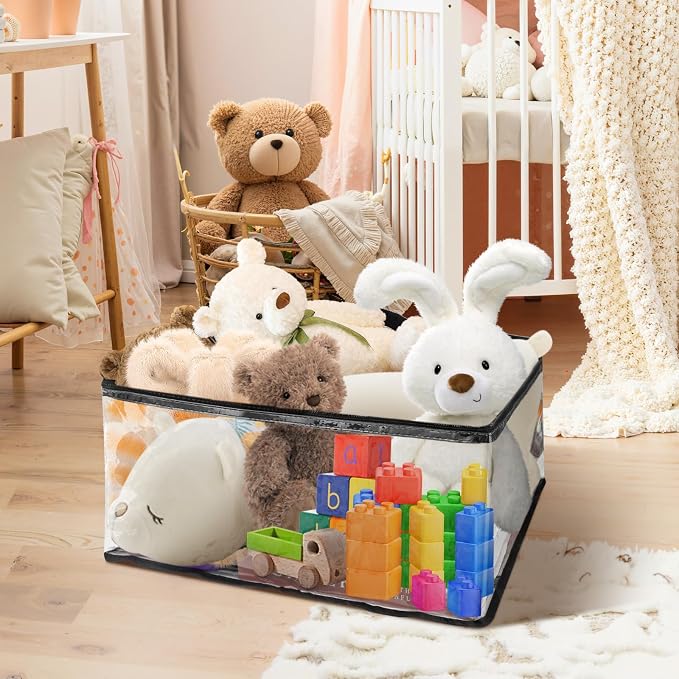 6Pack Clear Blanket Storage Bags, Vinyl Comforter Clothes Storage Closet Organizers and Storage Containers Moving Bags with Reinforced Handle for Bedding, Clothing, Comforters, Pillows, Toys,90L