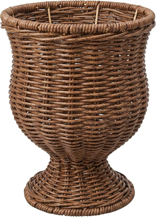 Handwoven Boho Wicker Planter Basket, Woven Decorative Storage Basket and Planter for Porch Patio Backyard Home Garden (Brown)