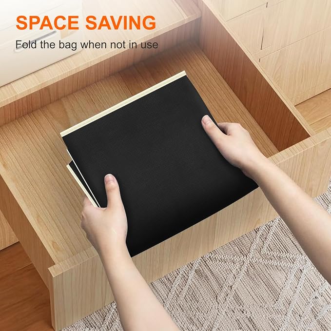 MISSLO King Comforters Storage Bag 120L for Blankets Clothes Sweaters Beddings Organizer with Reinfored Handles Non-Metal Fabric Storage Bin Organizer, Black
